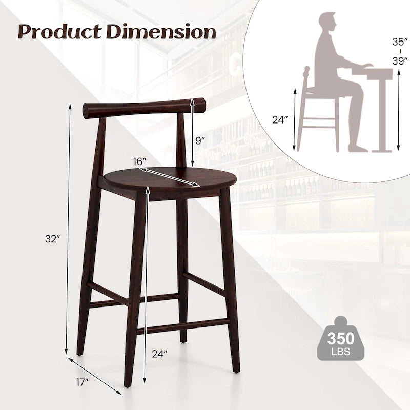 Counter Height Bar Chair Stools with Acacia Wood, Set of 2/4