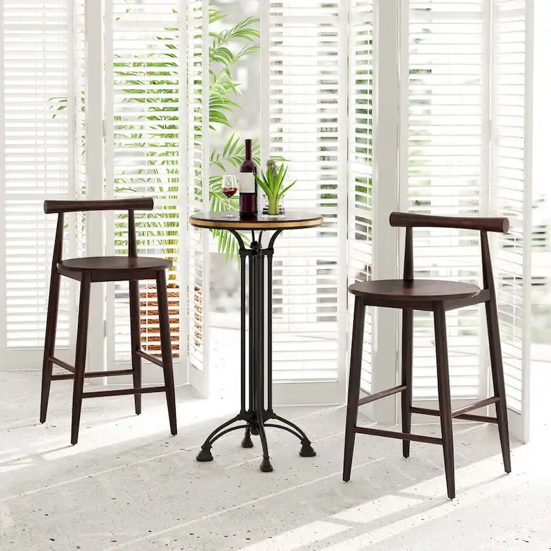 Counter Height Bar Chair Stools with Acacia Wood, Set of 2/4