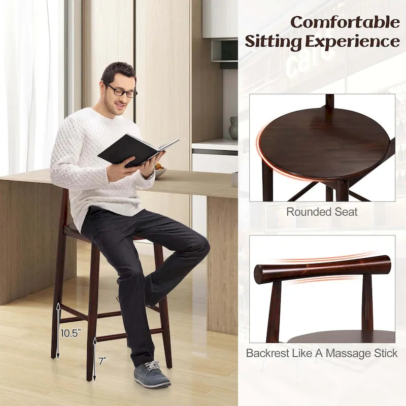 Counter Height Bar Chair Stools with Acacia Wood, Set of 2/4