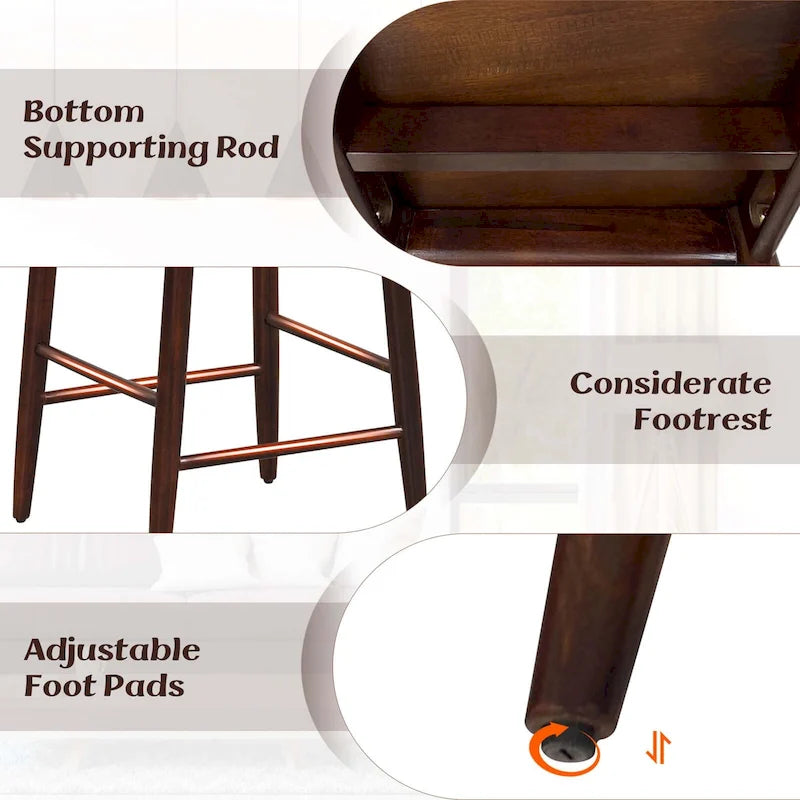 Counter Height Bar Chair Stools with Acacia Wood, Set of 2/4