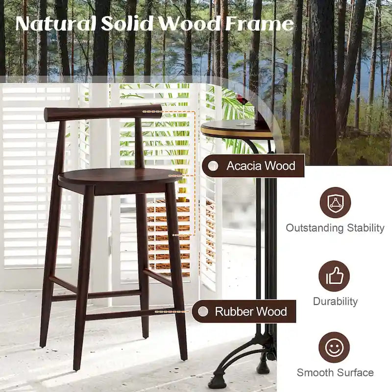 Counter Height Bar Chair Stools with Acacia Wood, Set of 2/4
