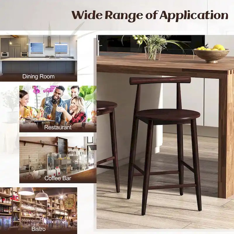 Counter Height Bar Chair Stools with Acacia Wood, Set of 2/4
