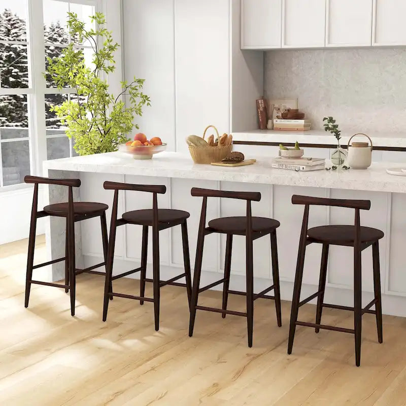 Counter Height Bar Chair Stools with Acacia Wood, Set of 2/4