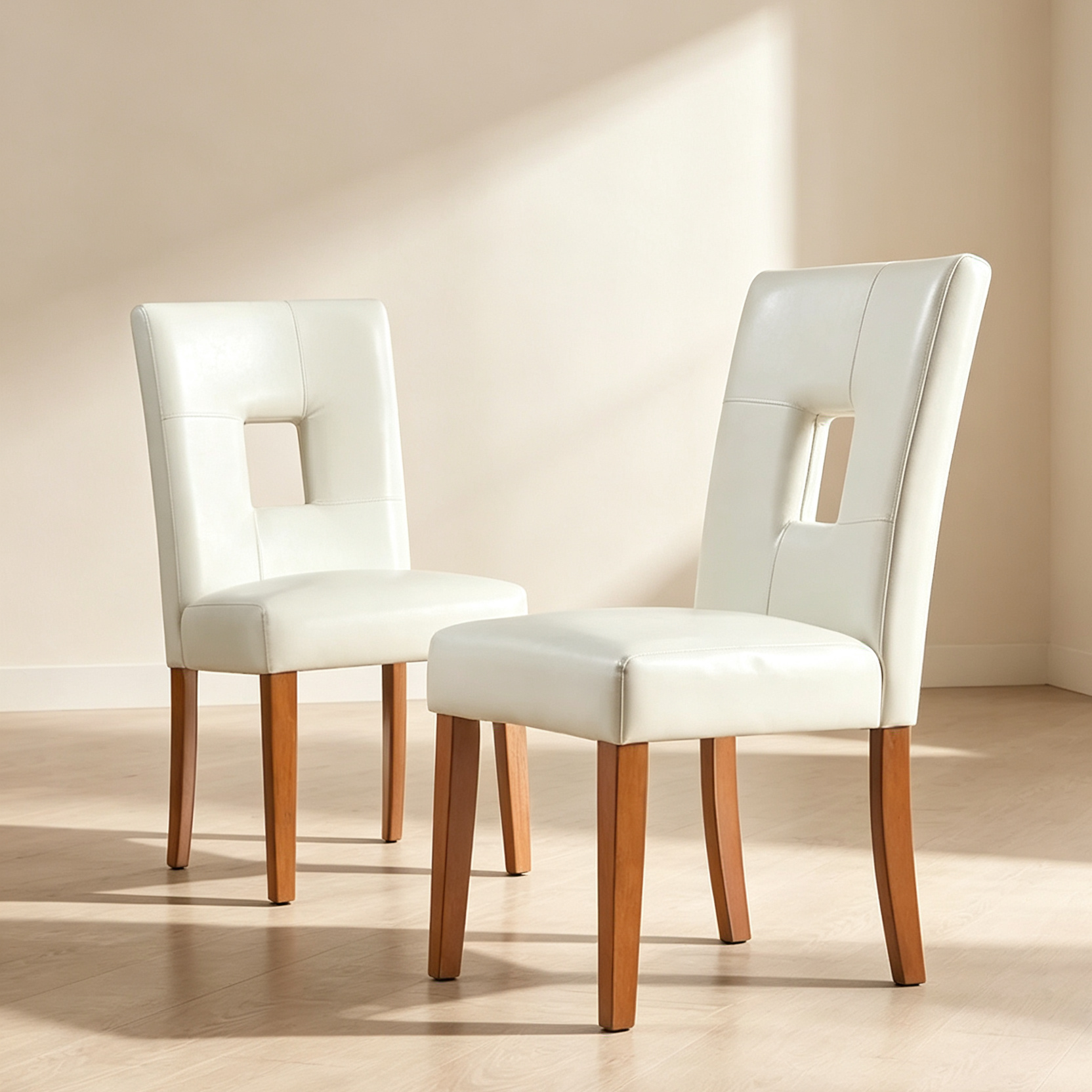 White Faux Leather Dining Chairs (Set of 2)
