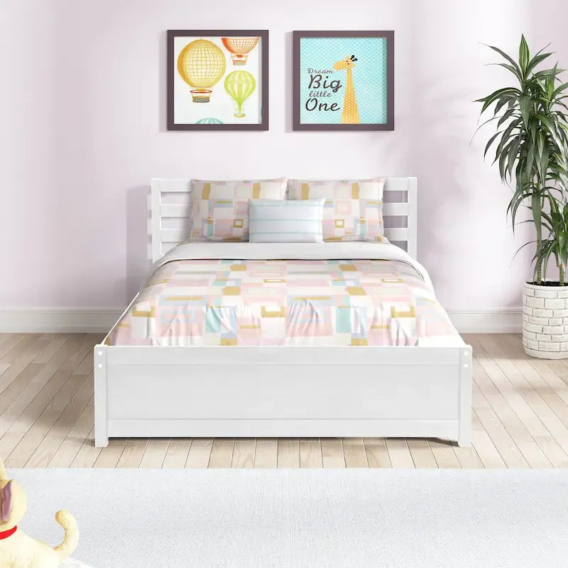 Full Size Wood Platform Bed Frame with 4 Storage Drawers