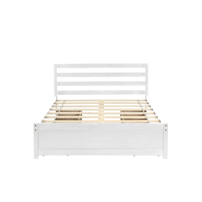Full Size Wood Platform Bed Frame with 4 Storage Drawers
