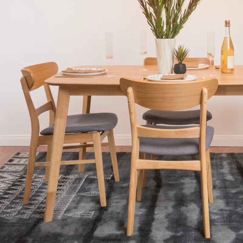 Mid-Century Modern Upholstered Rubberwood Dining Chair (Set of 2)