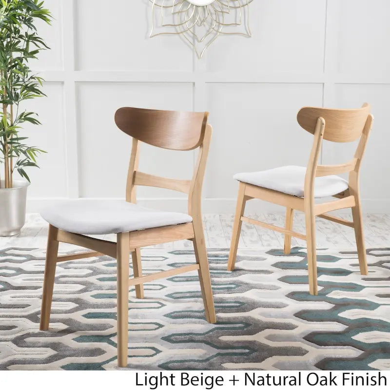 Čalouněná jídelní židle z kaučukového dřeva ve stylu Mid-Century Modern (sada 2 kusů)