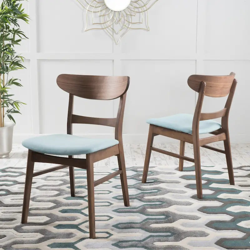 Čalouněná jídelní židle z kaučukového dřeva ve stylu Mid-Century Modern (sada 2 kusů)