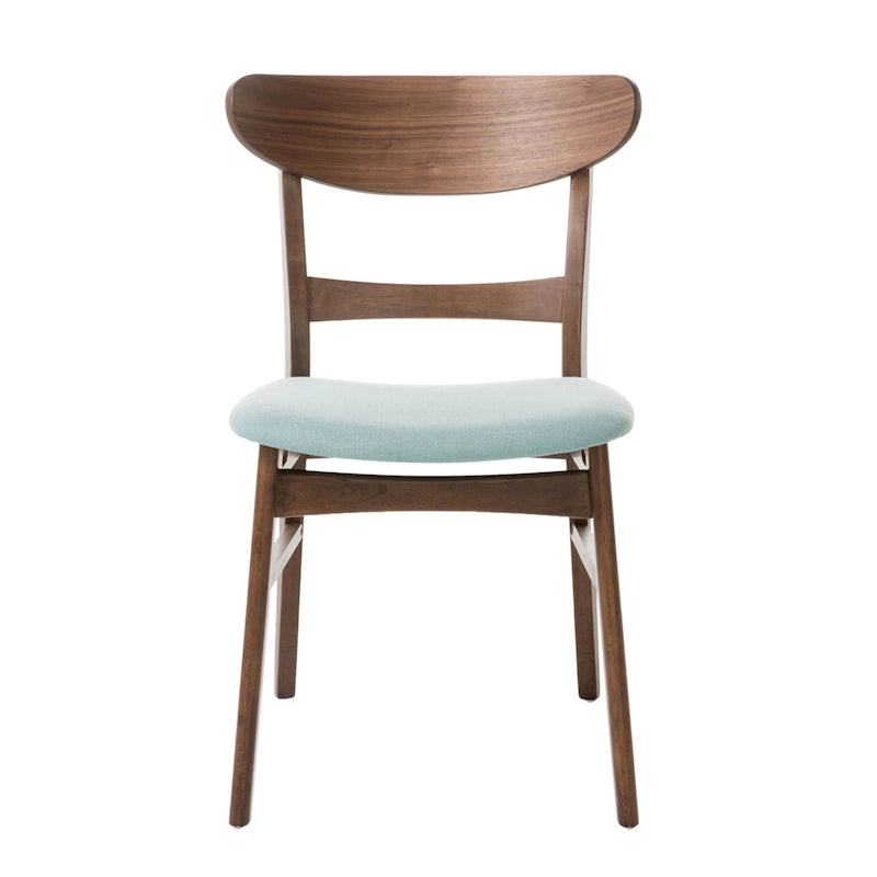 Čalouněná jídelní židle z kaučukového dřeva ve stylu Mid-Century Modern (sada 2 kusů)