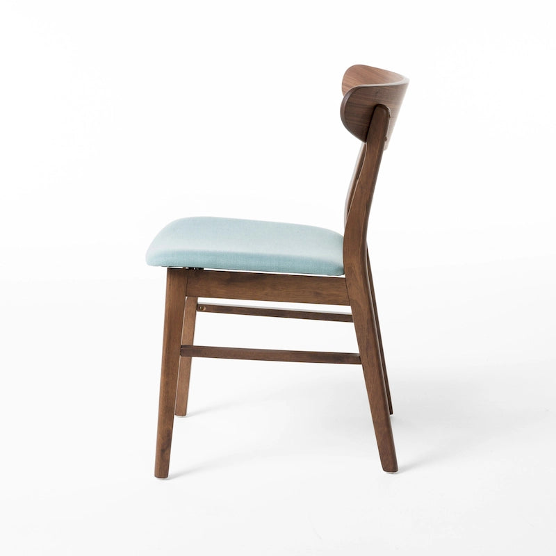 Čalouněná jídelní židle z kaučukového dřeva ve stylu Mid-Century Modern (sada 2 kusů)