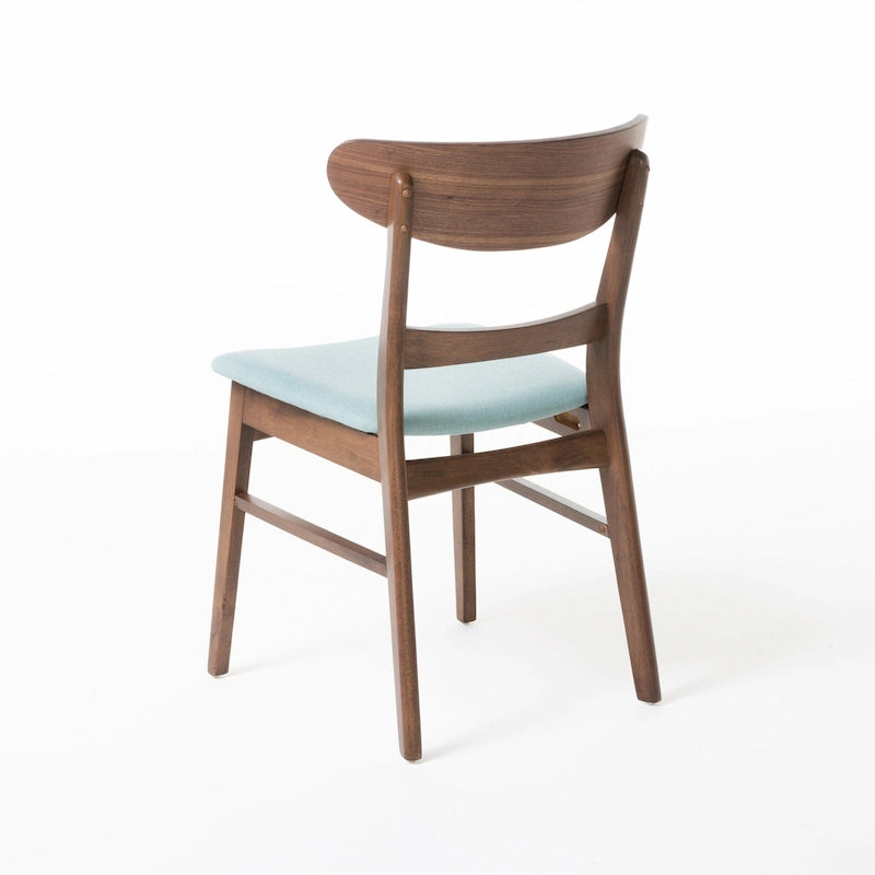 Čalouněná jídelní židle z kaučukového dřeva ve stylu Mid-Century Modern (sada 2 kusů)