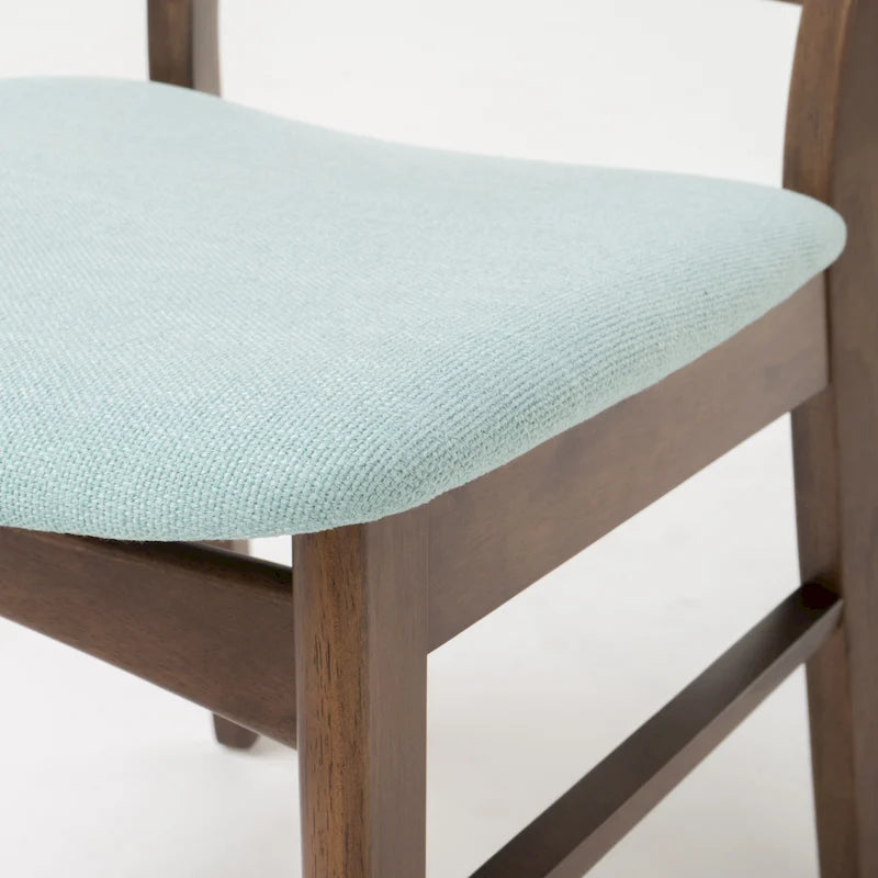 Čalouněná jídelní židle z kaučukového dřeva ve stylu Mid-Century Modern (sada 2 kusů)