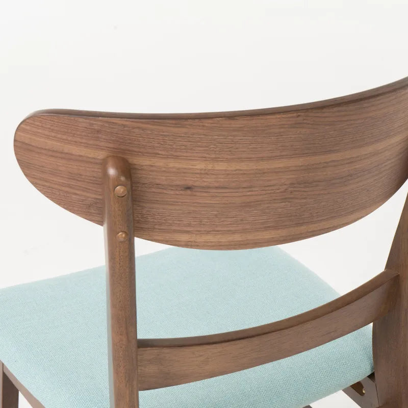 Čalouněná jídelní židle z kaučukového dřeva ve stylu Mid-Century Modern (sada 2 kusů)