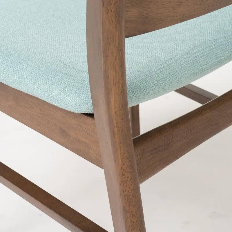 Čalouněná jídelní židle z kaučukového dřeva ve stylu Mid-Century Modern (sada 2 kusů)