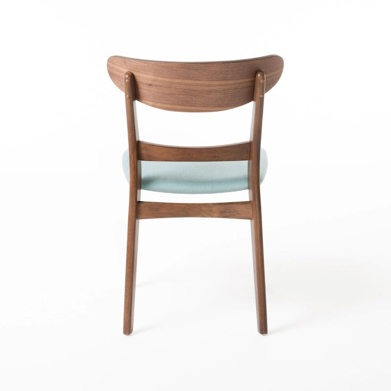 Čalouněná jídelní židle z kaučukového dřeva ve stylu Mid-Century Modern (sada 2 kusů)