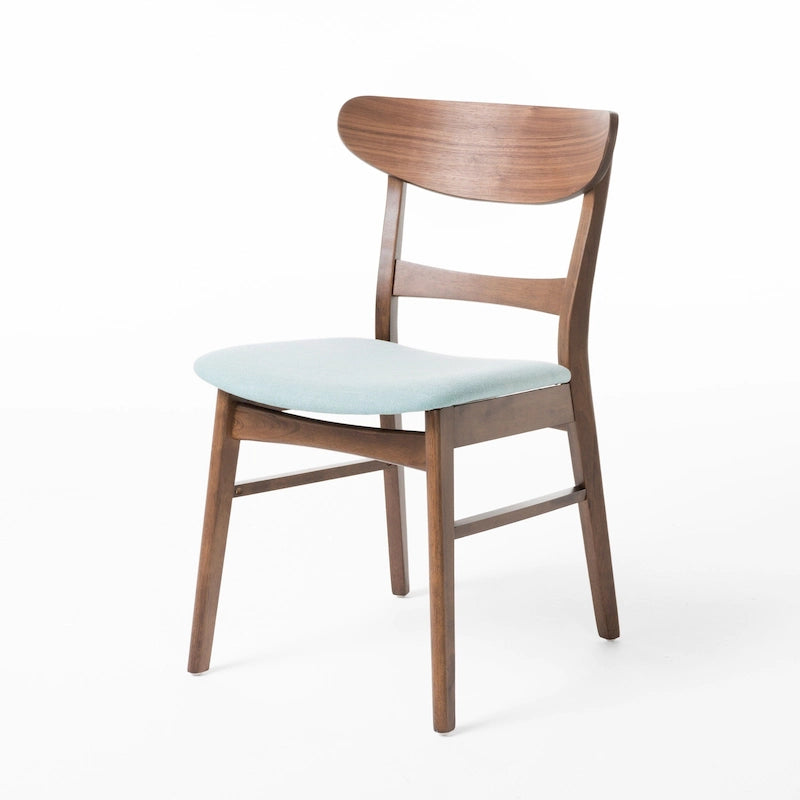 Čalouněná jídelní židle z kaučukového dřeva ve stylu Mid-Century Modern (sada 2 kusů)