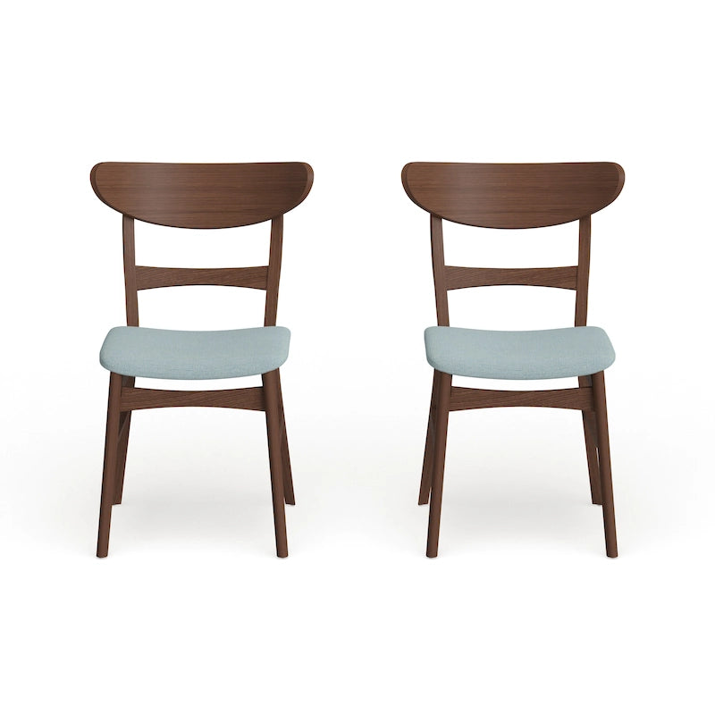 Čalouněná jídelní židle z kaučukového dřeva ve stylu Mid-Century Modern (sada 2 kusů)
