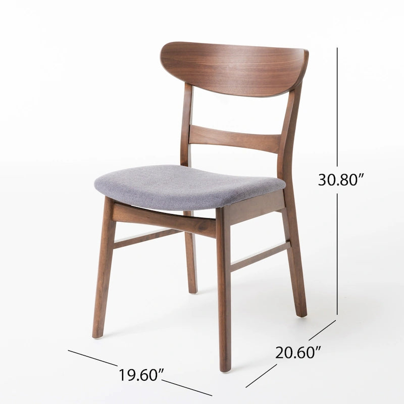 Čalouněná jídelní židle z kaučukového dřeva ve stylu Mid-Century Modern (sada 2 kusů)