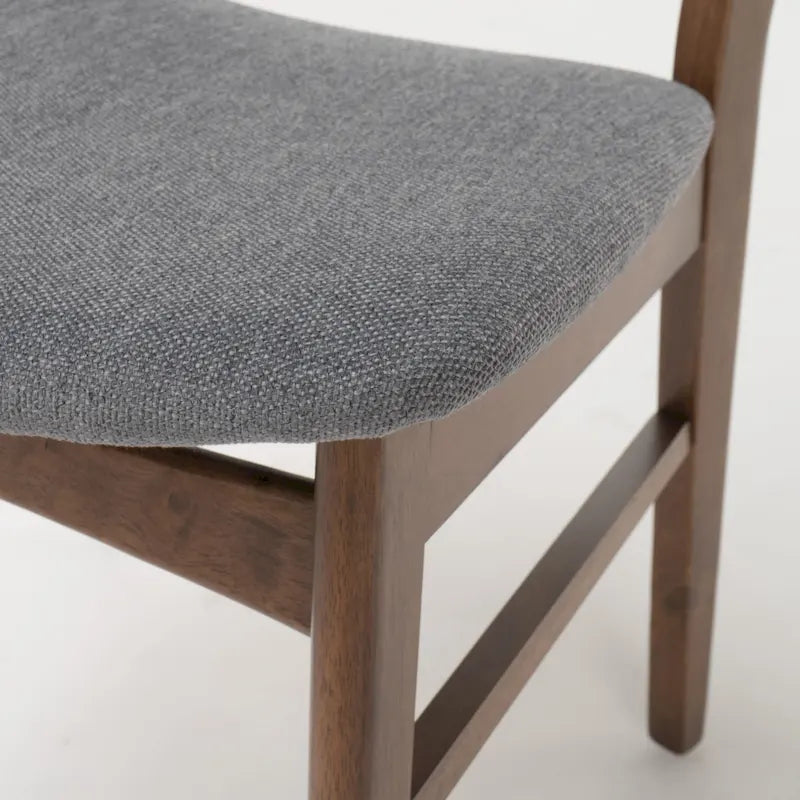 Čalouněná jídelní židle z kaučukového dřeva ve stylu Mid-Century Modern (sada 2 kusů)