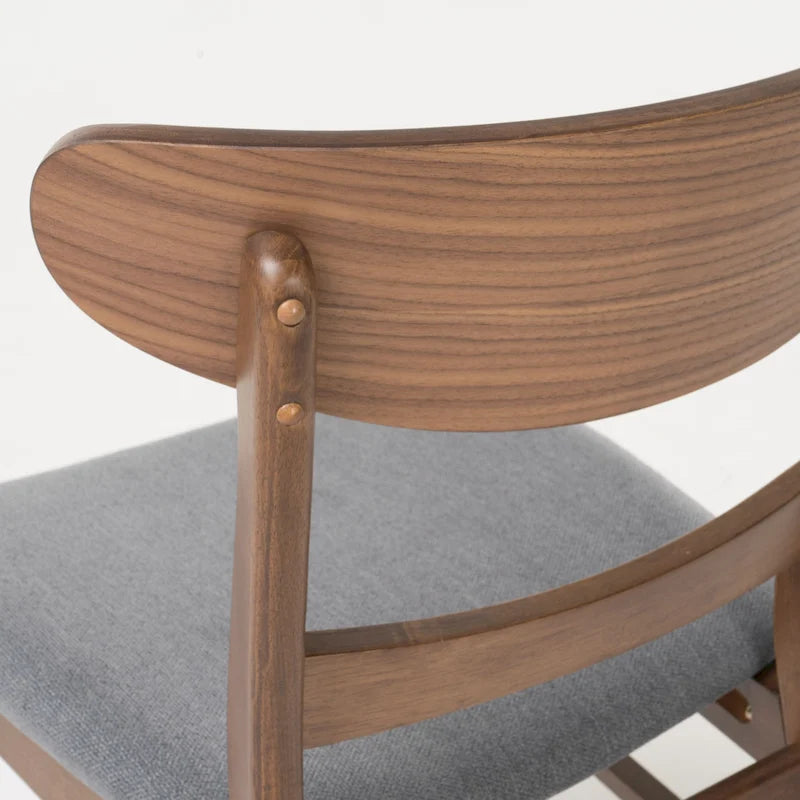 Čalouněná jídelní židle z kaučukového dřeva ve stylu Mid-Century Modern (sada 2 kusů)
