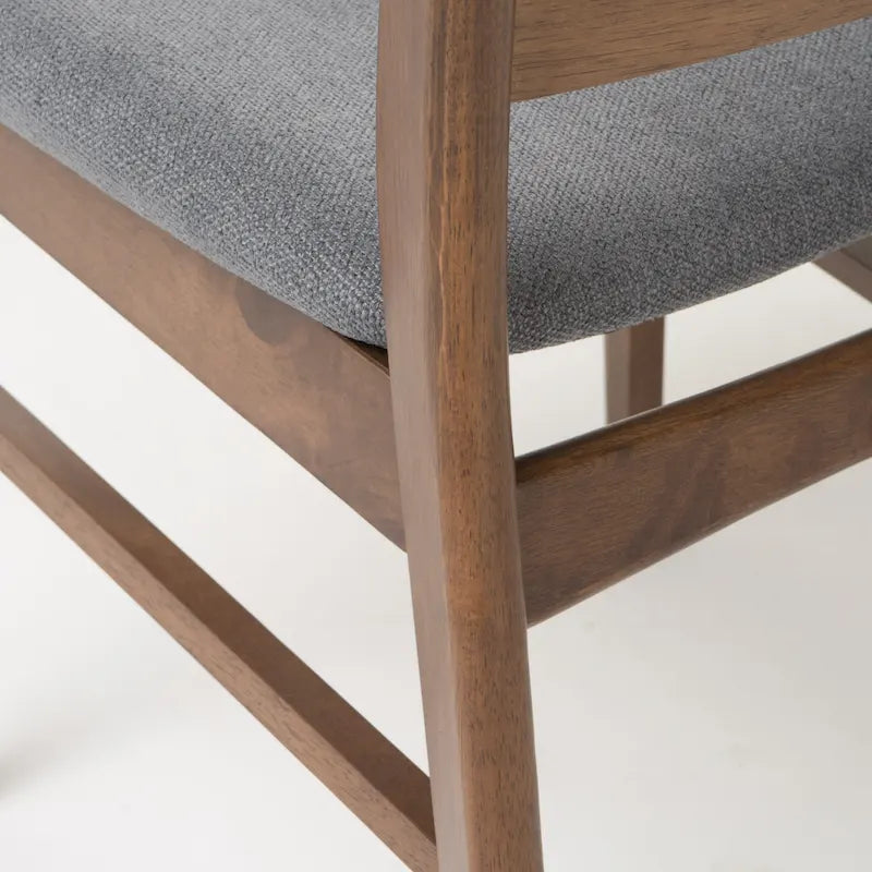 Čalouněná jídelní židle z kaučukového dřeva ve stylu Mid-Century Modern (sada 2 kusů)