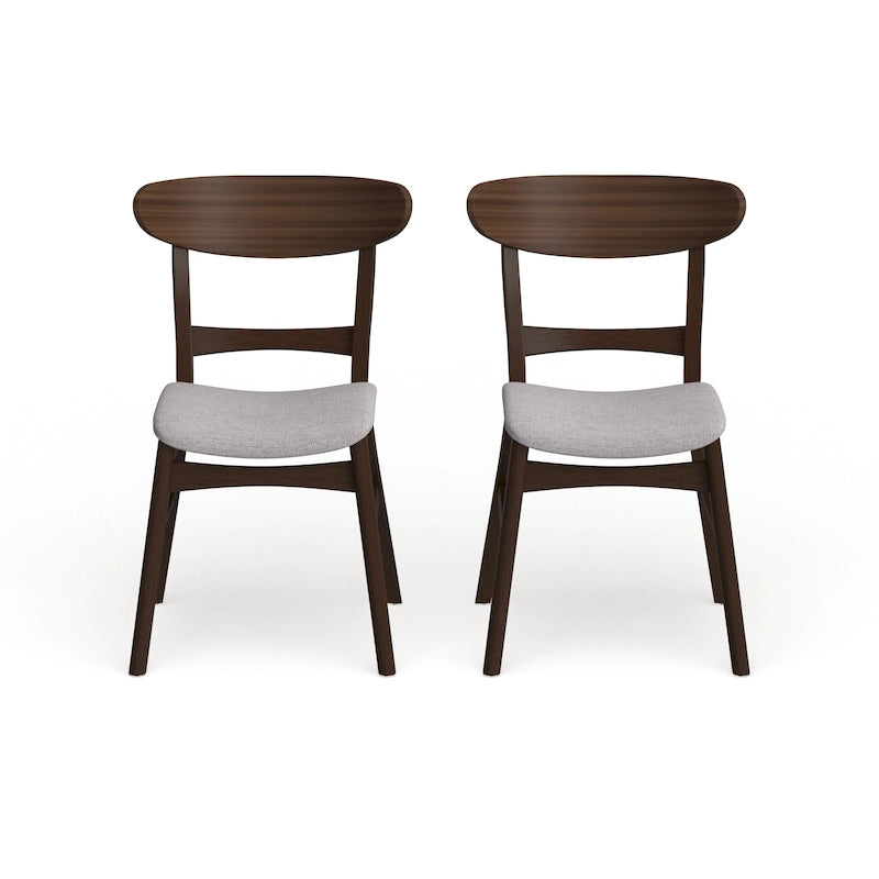 Čalouněná jídelní židle z kaučukového dřeva ve stylu Mid-Century Modern (sada 2 kusů)
