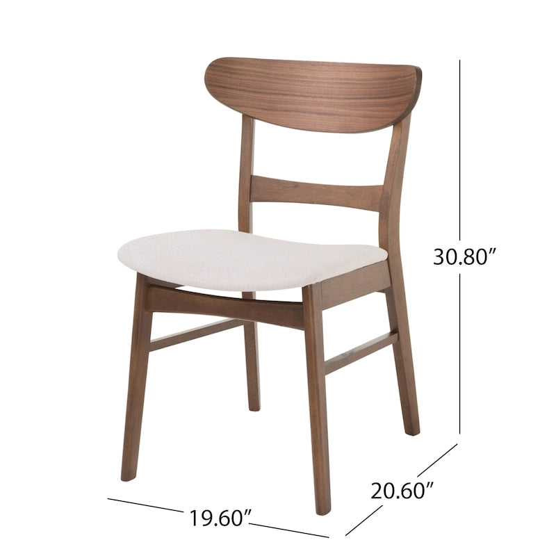 Čalouněná jídelní židle z kaučukového dřeva ve stylu Mid-Century Modern (sada 2 kusů)