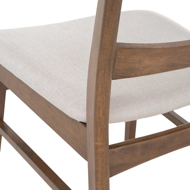 Čalouněná jídelní židle z kaučukového dřeva ve stylu Mid-Century Modern (sada 2 kusů)