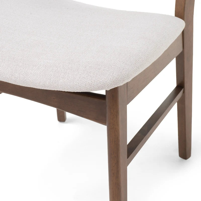 Čalouněná jídelní židle z kaučukového dřeva ve stylu Mid-Century Modern (sada 2 kusů)