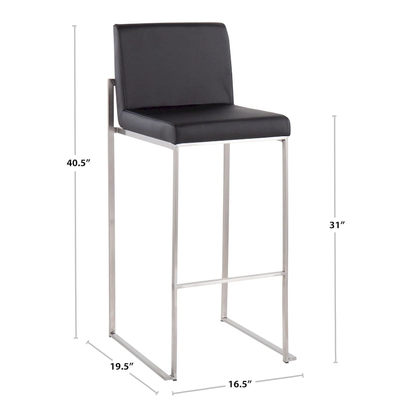 High Back Bar Stool Set of 2