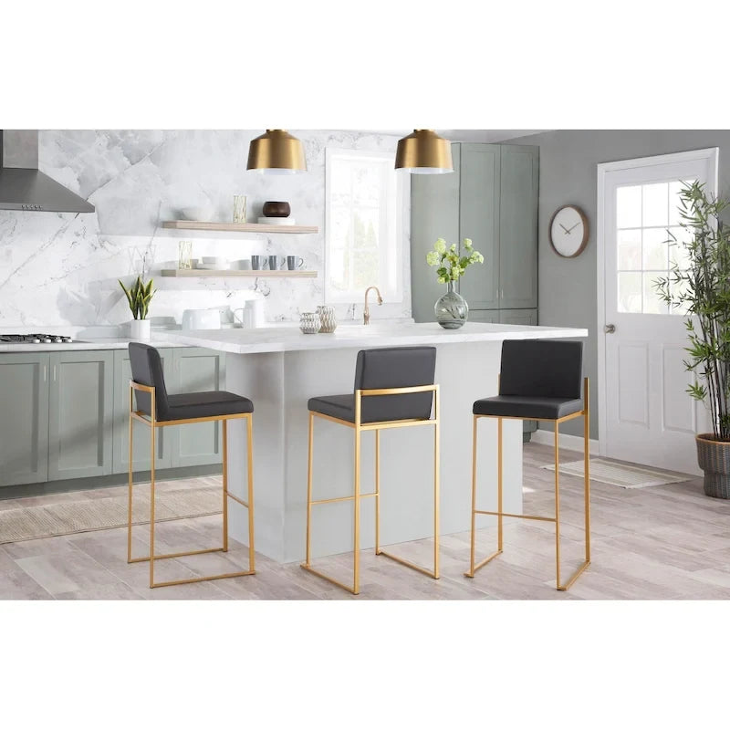 High Back Bar Stool Set of 2