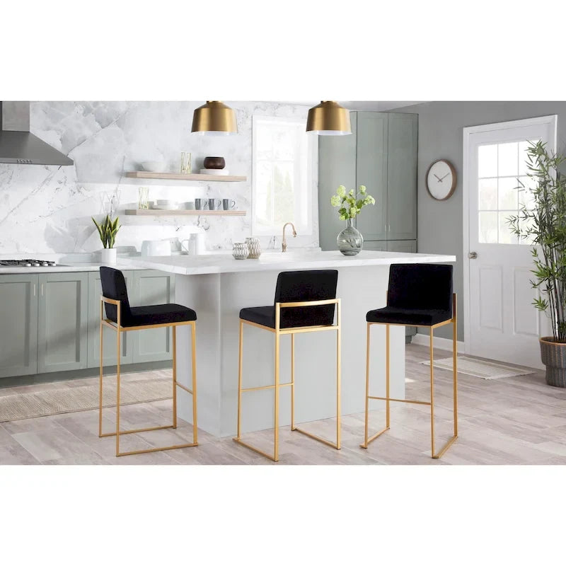 High Back Bar Stool Set of 2