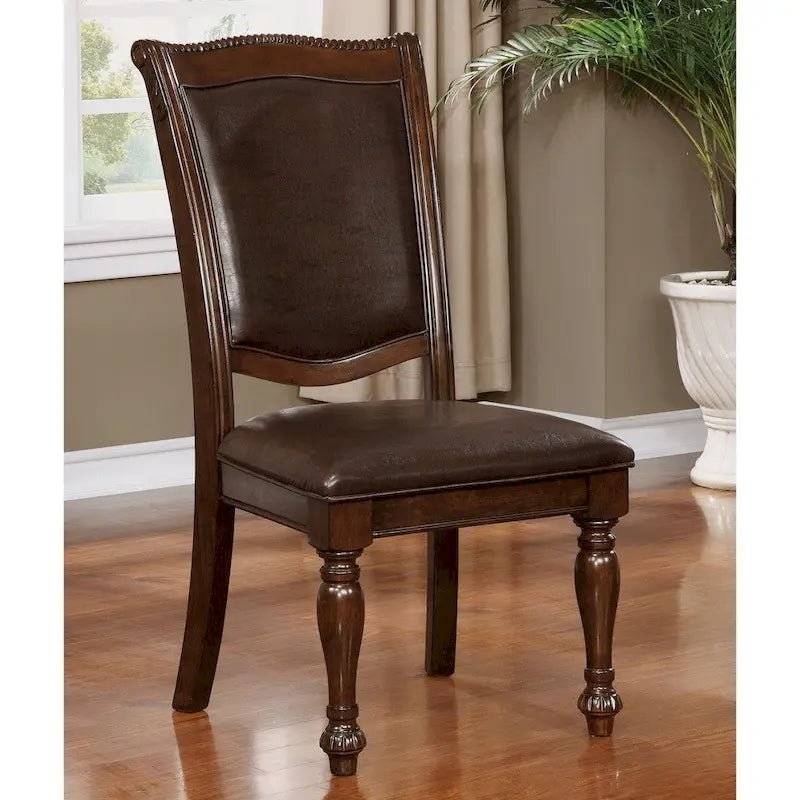 Traditional Faux Leather Dining Chairs (Set of 2)