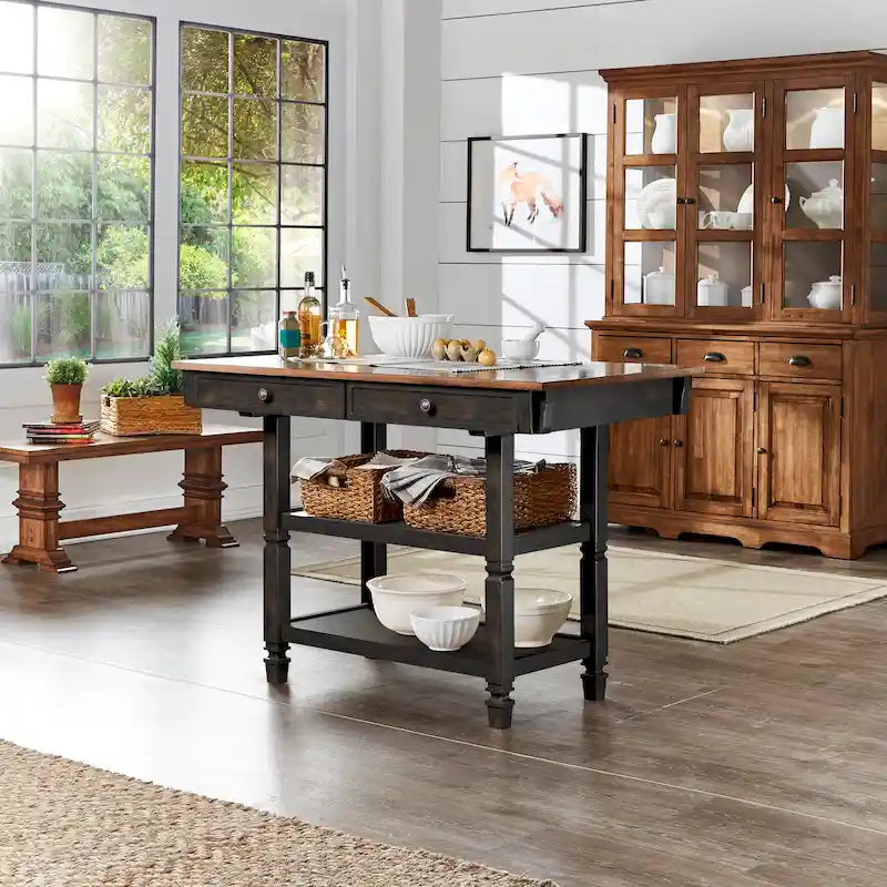 2-Tone Antique Kitchen Island Buffet