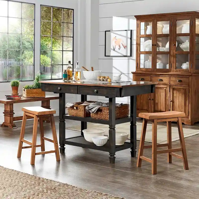2-Tone Antique Kitchen Island Buffet