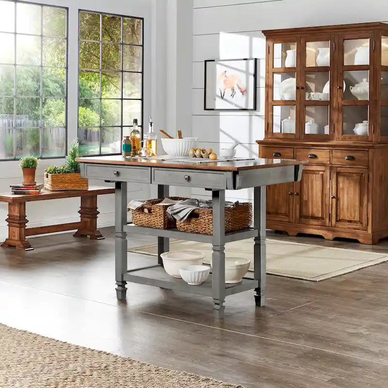 2-Tone Antique Kitchen Island Buffet