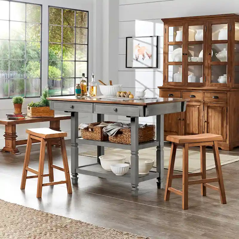 2-Tone Antique Kitchen Island Buffet