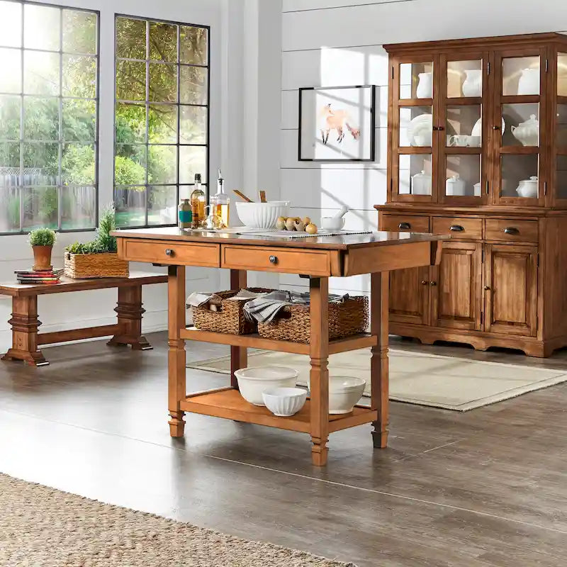 2-Tone Antique Kitchen Island Buffet