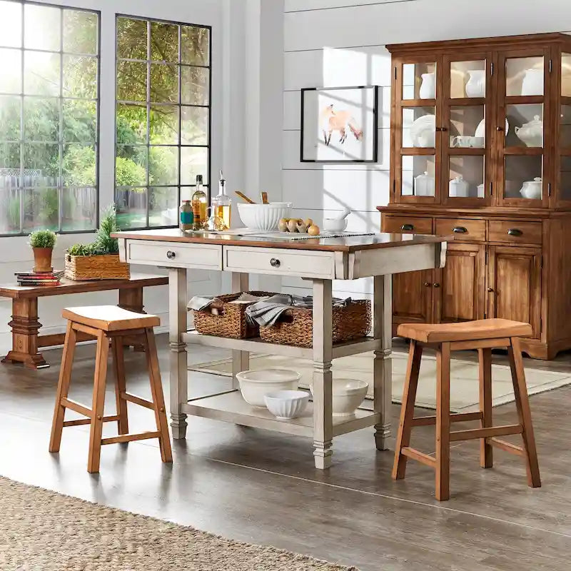 2-Tone Antique Kitchen Island Buffet
