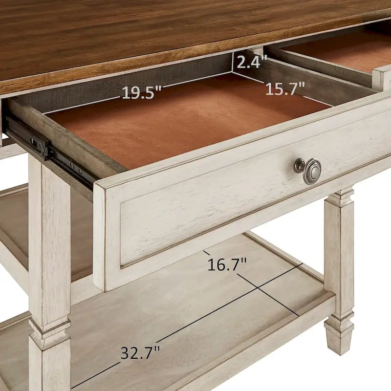 2-Tone Antique Kitchen Island Buffet