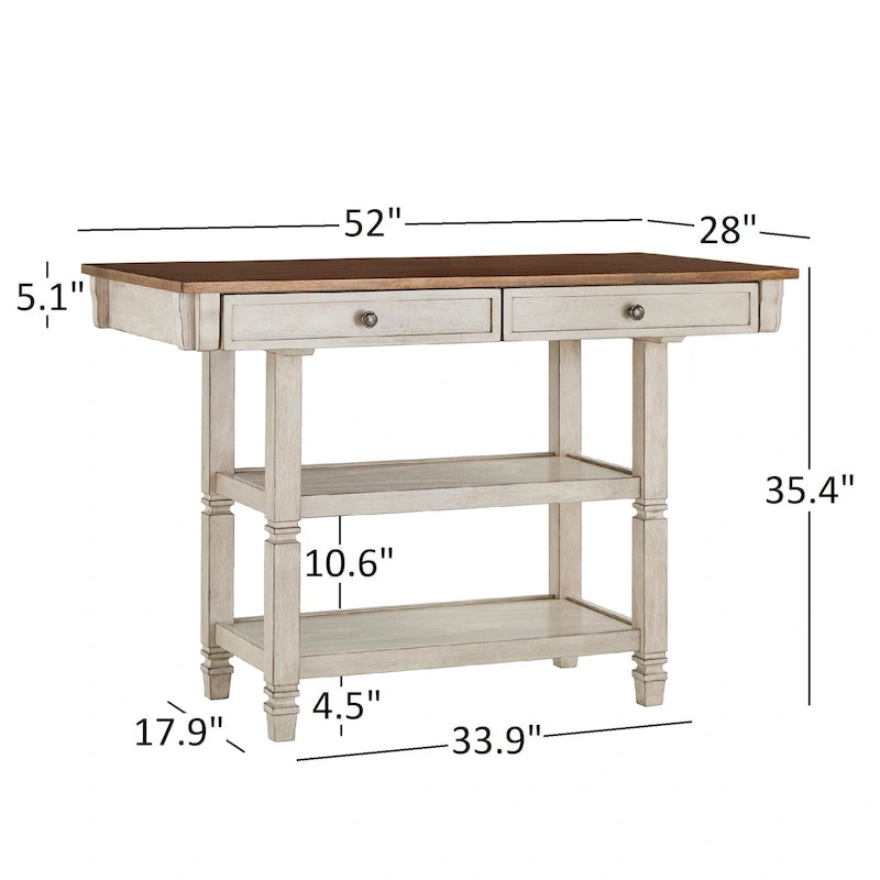 2-Tone Antique Kitchen Island Buffet