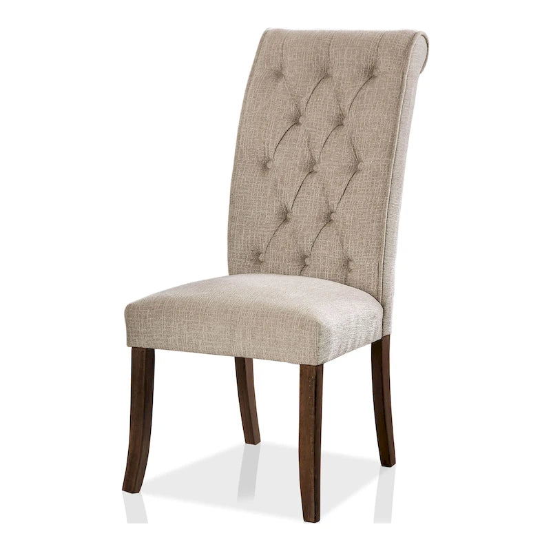 Rustic Farmhouse Tufted Fabric Dining Chairs (Set of 2)