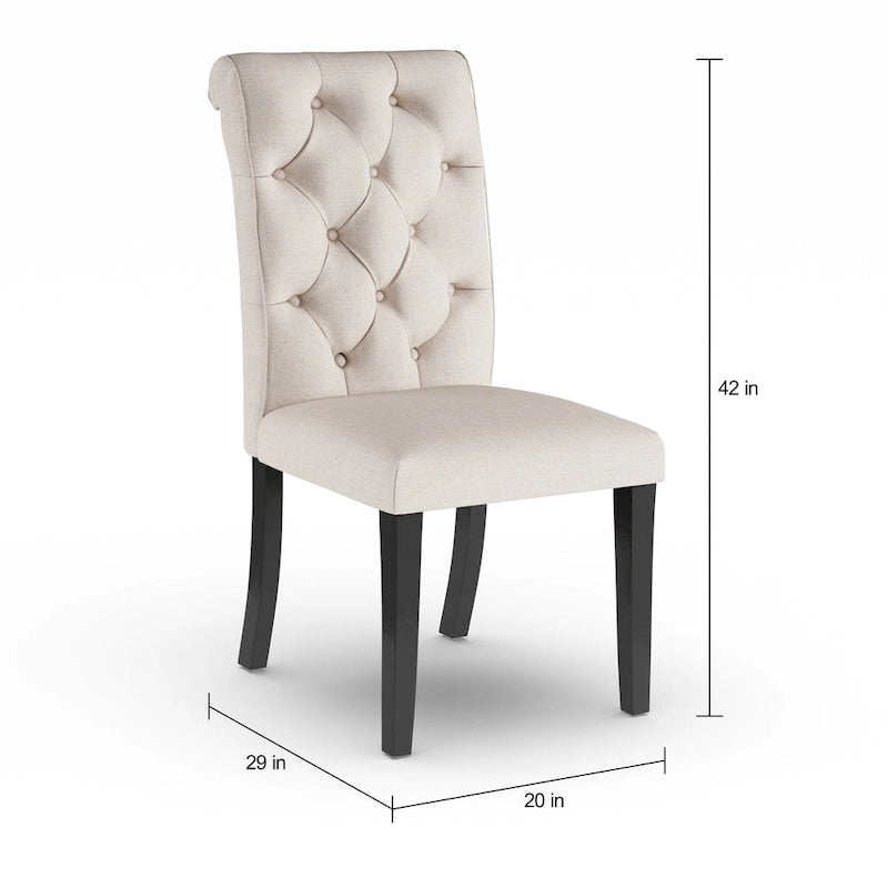 Rustic Farmhouse Tufted Fabric Dining Chairs (Set of 2)