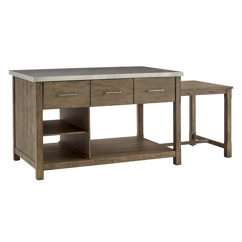 Reclaimed Look Extendable Kitchen Island