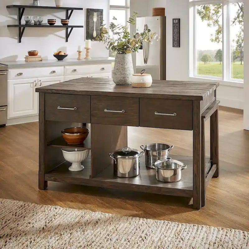 Reclaimed Look Extendable Kitchen Island