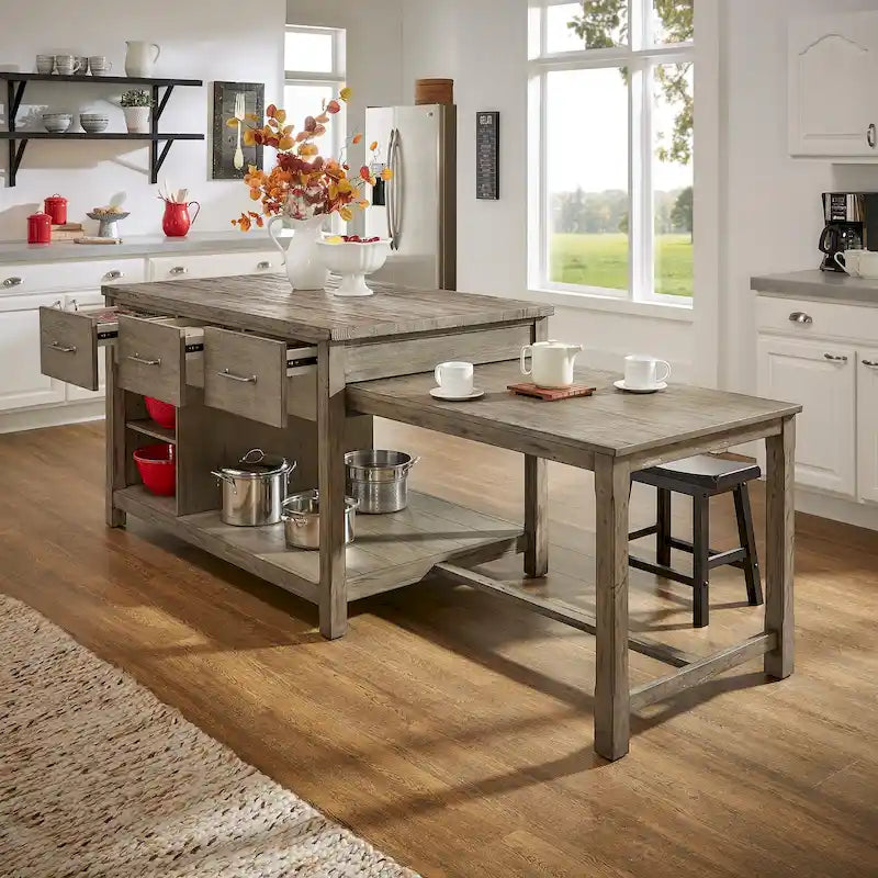 Reclaimed Look Extendable Kitchen Island