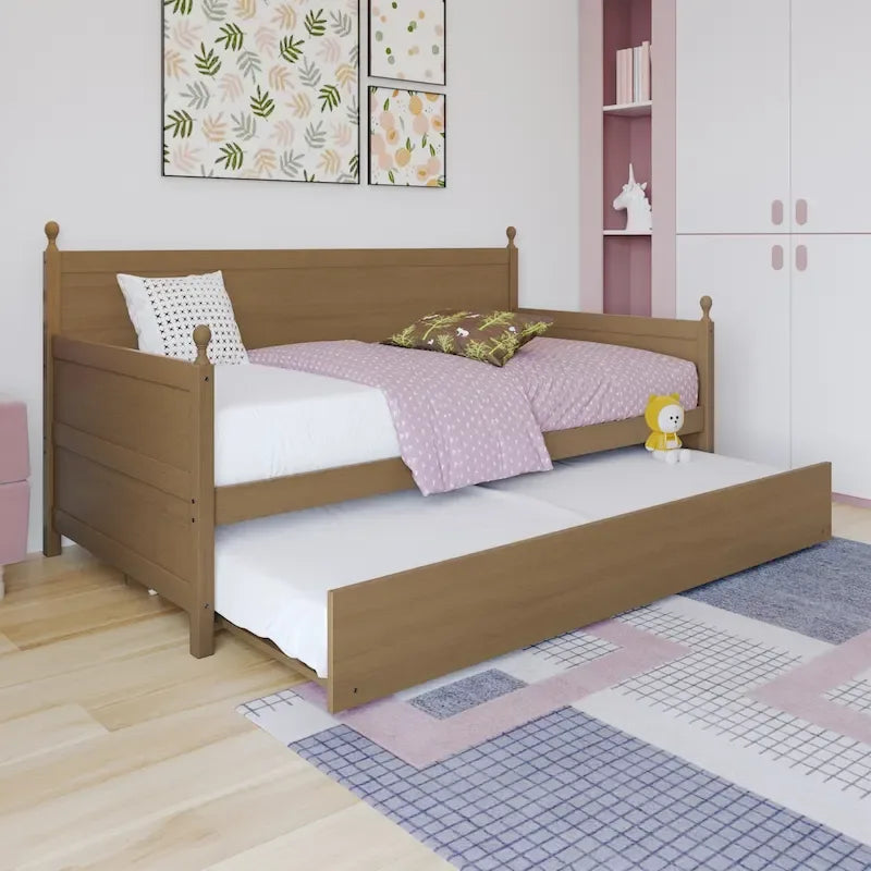 Mid-Century Modern Wooden Twin Size Daybed With Trundle