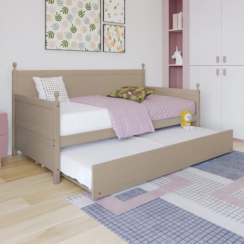 Mid-Century Modern Wooden Twin Size Daybed With Trundle