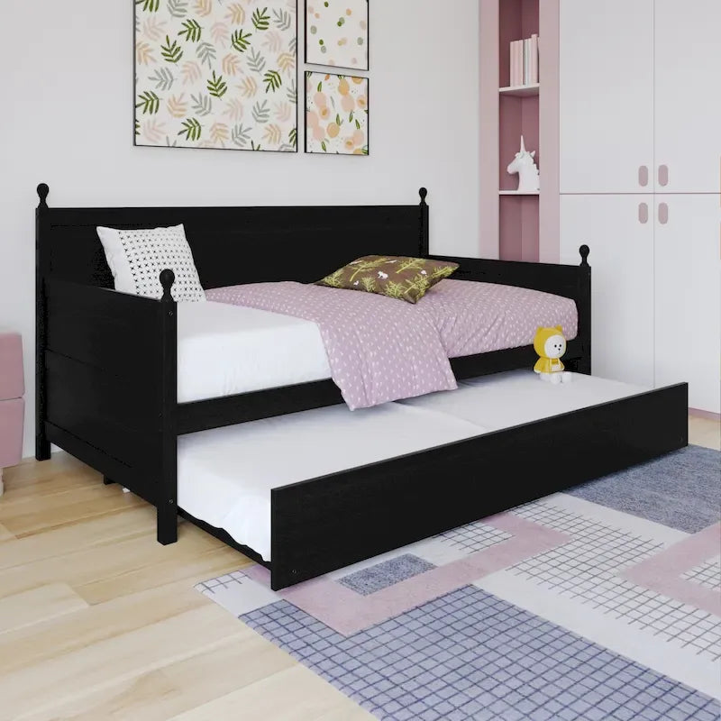 Mid-Century Modern Wooden Twin Size Daybed With Trundle